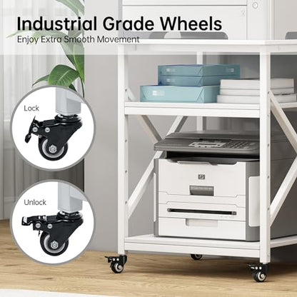 Fannova 3D Printer Stand 23.6"x23.6" with Height Adjustable Storage Shelf - color: White