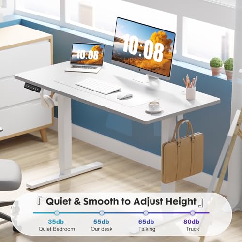DUMOS 41.5 Inch Electric Standing Desk, Adjustable Height, Memory Desk - color: White, size: 41.5-Inch