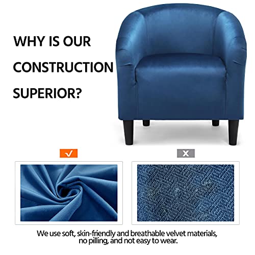 Yaheetech Velvet Accent Chairs, Compact Furry Barrel Chairs with a Curved Silhouette for Small Spaces, Living Room, Bedroom, Pagoda Blue - color: Pagoda Blue (Velvet), style: without Ottoman