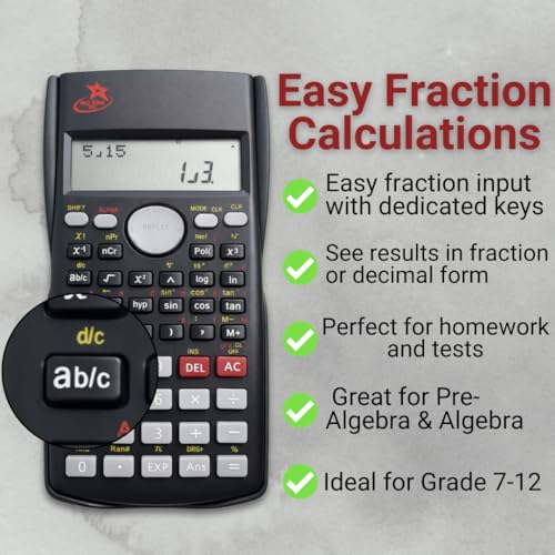 SC-216 Non-Graphing Scientific Calculator, Middle/High School, Fraction Key | Non Programmable - style: Single Pack