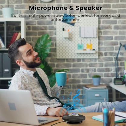 ConfCall MS13B Corded USB Speakerphone, Triple Array Mics with Noise Reduction, Enhanced Voice Pickup, Full-Duplex for Zoom, Teams, Skype