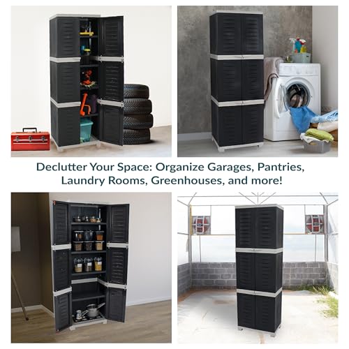 Sunnydaze 72" Garage Storage Cabinet with Locking Doors & Shelves, Gray - color: Charcoal, style: No Drawer - 72" H