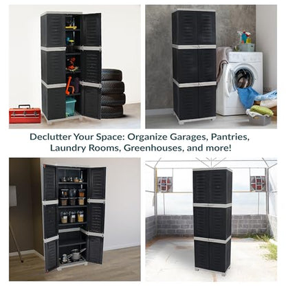 Sunnydaze 72" Garage Storage Cabinet with Locking Doors & Shelves, Gray - color: Charcoal, style: No Drawer - 72" H