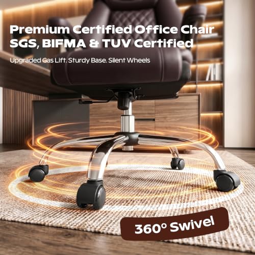 BestGlory Office Chair, Ergonomic High Back Home Office Desk Chair, Big and Tall Breathable Leather Office Chair with Lumbar Support Flip-Up Armrests, Computer Gaming Chair with Rocking Function - color: Black, style: Without Footrest
