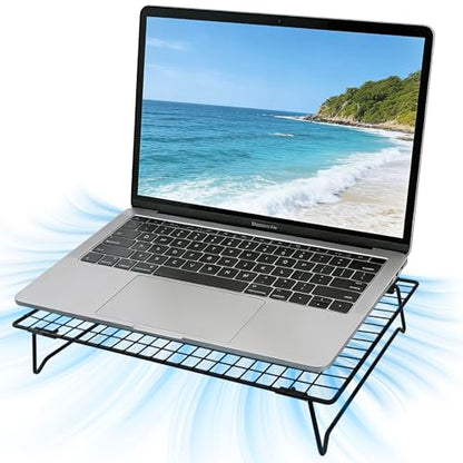 Laptop Cooling Pad Stand with Cooling Mesh, Height Adjustable Metal Laptop Stand for Desk，Ergonomic Notebook Riser Fits Most 10-16 Inch Laptops