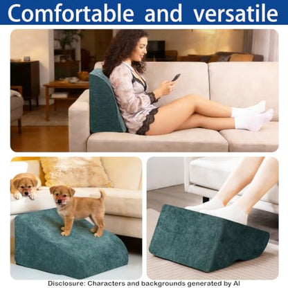 Foot Rest for Under Desk at Work, Ergonomic Under Desk Footrest with Washable Cover for Office, Home & Gaming Leg Elevation Pillow Green - color: H-green