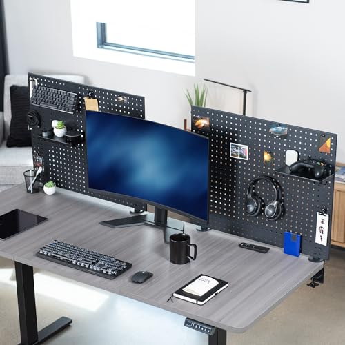 VIVO Black Clamp-on 60 x 24 inch Desk Pegboard, PP-DK30B-2 - color: Black, size: 60"