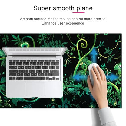 HOMETITUTE Large Mouse Pad 31.5x11.8 Inch Gaming Mousepad Green Vine Botanical Art Non-Slip Keyboard Desktop Protector Mat XL Mouse Pad for Home Office Laptop Wireless Mice Accessories - color: Green Vine Botanical Art