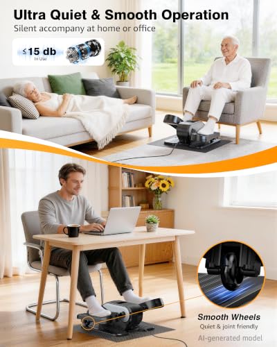 Under Desk Elliptical Mini Electric Leg Exerciser While Sitting for Seniors - color: Black