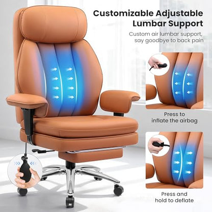 Executive Office Chair with Lumbar Support, Comfortable Computer Desk Chair - color: Brown