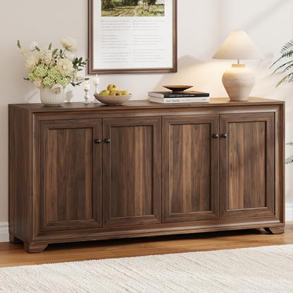 ONBRILL 60" Buffet Cabinet with Storage, 4 Doors & Adjustable Shelves Brown - color: Brown