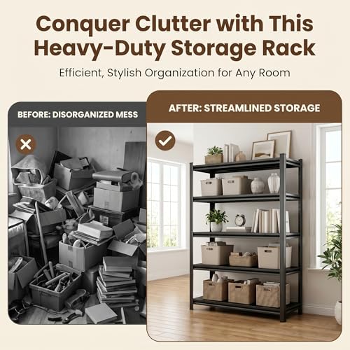 Heavy Duty 2 Tier Metal Book Shelf Adjustable Bookcase | 1200 LBS Bolt-free Storage Shelves with Deep Bookshelf for living Room, Office and Garage Storage, 14"Wx 12"Dx 22"H - size: 2Tier-14"Wx 12"Dx 22"H