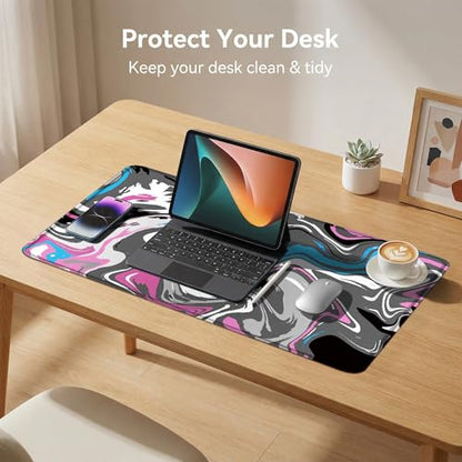 Rcege Large Gaming Mouse Pad Extended Desk Mat with Non Slip Stitched Edge - color: Abstract Purple, size: 23.6L x 11.8W inches