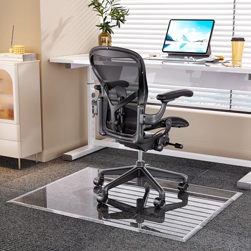 48“x36” Beveled Edge Tempered Glass Chair Mat, 5MM Thick, 1000Lbs Weight Capacity, Clear Ultra-Smooth, Suitable for Hardwood Floors & Carpet, Anti-Scratch Anti-Yellow, Home Office Use - color: Clear, size: 48“x36”