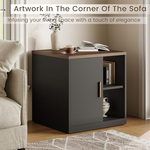 ModernMate Printer Stand with Door, Open Adjustable Shelves | 23" Printer Table, File Cabinet, Under Desk Storage Cabinet for Office, Living Room, and Study, Black Walnut - color: Black Walnut