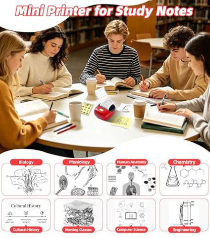 ORGSTA Sticker Printer, 300DPI Ultra-Clear Mini Portable Sticker Maker S002 | Thermal Mini Printer with Banner Printing Function, Bluetooth Inkless Print Pods for Journal, DIY Gifts, Study Note - color: Red