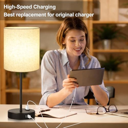 Lynnoland 2 Pack Touch Control Table Lamps with 2 USB & AC Outlet, 3-Way Dimmable Bedside Nightstand Lamps for Bedroom Living Room Nursery, 800 Lumens 3000K Warmlight Bulbs Included - color: Natural Linen & Matte Black