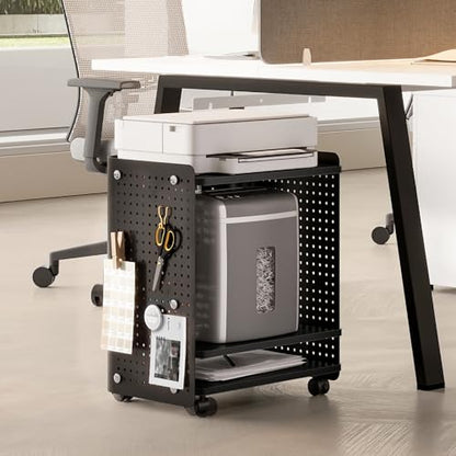 Fenge 3D Printer Stand, Heavy Duty Printer Cart with Wheels, Black | 17.8"W x 13.2"D x 21.8"H, Heavy Duty Pegboard Storage Organizer with Adjustable Shelf, 3-Tier Home Office Stand - color: Black