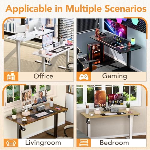 Furmax 55 Inches Electric Height Adjustable Standing Desk Home Office Desk - color: Black, size: 55 Inch