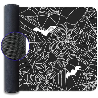 Black Spider Web Desk Pad Mouse Pad,Large Gaming Bat Mouse Mat with Stitched Edges,Non-Slip Waterproof Rubber Base Mousepad for Office Work Home Desk Mat(27.5X11.8 in) - color: Spider Webs and Bats