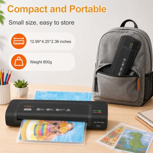 VidaTeco 9-inch Laminator Machine with 20 Laminating Sheets | Laminating Machine 8.5 x11 with 2-Min Faster Preheat, Small Personal Laminator for Teachers, Office, School, Black