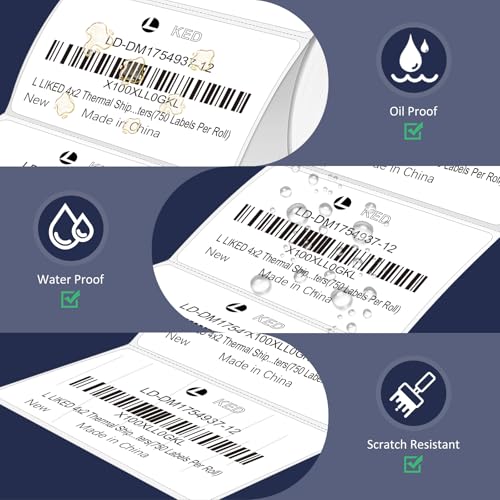 L Liked 4" x 2" Direct Thermal Labels, 750 Barcode Shipping Labels (Pack of 2) - size: 4"x2"-1 Roll (Pack of 2)