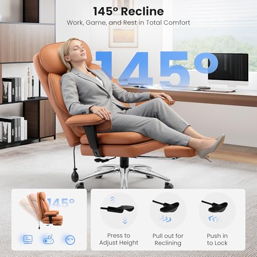 Executive Office Chair with Lumbar Support, Comfortable Computer Desk Chair - color: Brown