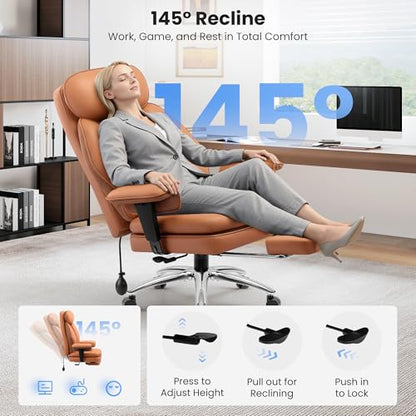 Executive Office Chair with Lumbar Support, Comfortable Computer Desk Chair - color: Brown