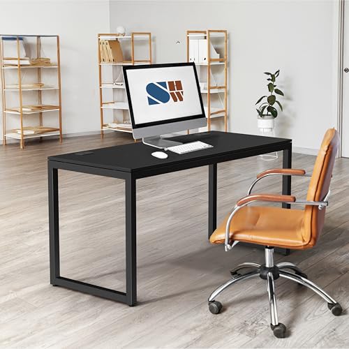SHW 55-Inch Commercial-Grade Office Computer Desk, Black - color: Black, size: 55-Inch