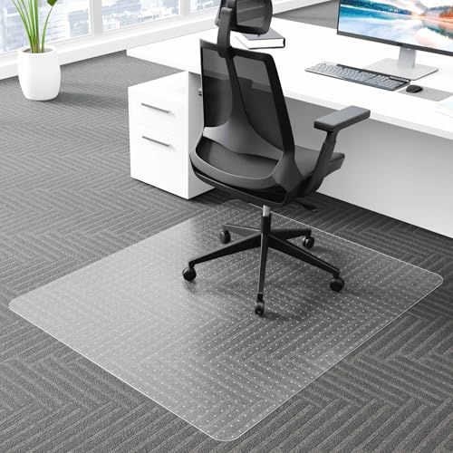 Amyracel Office Chair Mat for Low Pile Carpets, 30” x 48” Clear Computer Desk Chair Mat for Carpeted Floors, Easy Glide Floor Protector for Home Office - color: Spiked Transparent, size: 30" x 48" Rectangular