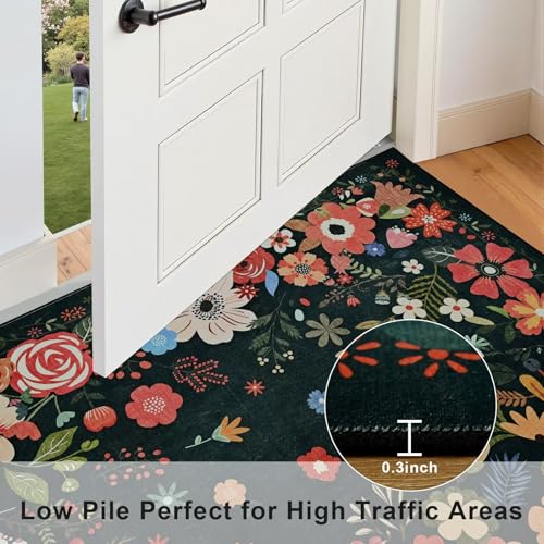 Vasofe 4x6 Area Rug, Machine Washable Bedroom Rugs, Office Chair Mat, Black - color: Black, size: 4' x 6' (Rectangular)