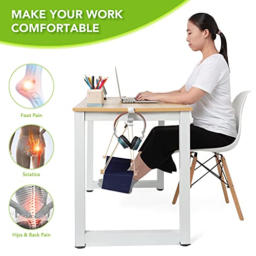 iMissiu Foot Hammock Under Desk Footrest, Adjustable Office Foot Rest Under Desk Hammock, Portable Desk Feet Hammock with Headphones Holder (Black) - color: Black