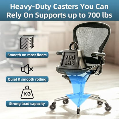 WEWILL Office Chair Wheels - Rubber Casters Replacement Universal Fit 98% Chair(Set of 5) Heavy Duty 3 Inch Smoothly & Quietly Safe for All Floor, Hardwood, Tile, Carpet, Noise Free - Clear - color: Clear