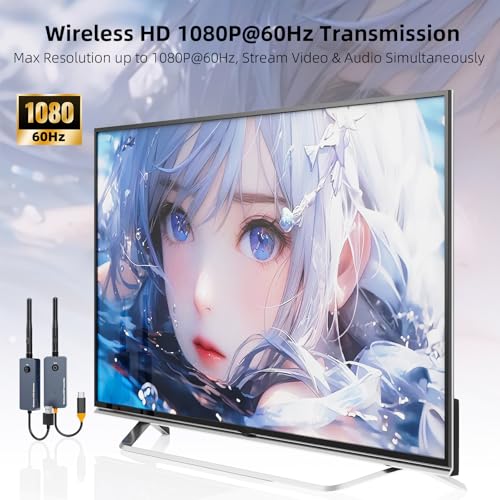650Ft/200M Wireless USB-C to HDMI KVM Transmitter and Receiver Kit 1080P@60Hz Wireless KVM Long-Range USB Extender Support Screen Streaming & Keyboard/Mouse Signal Extension, PD100W Fast Charging - color: Silver