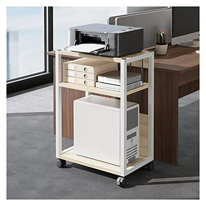 GLigeT Printer Table 3-Tier Printer Stand CPU Tower Stand Adjustable Printer Cart, Machine Cart with Wheels, Rolling Storage Rack for Office and Home Printer Shelf