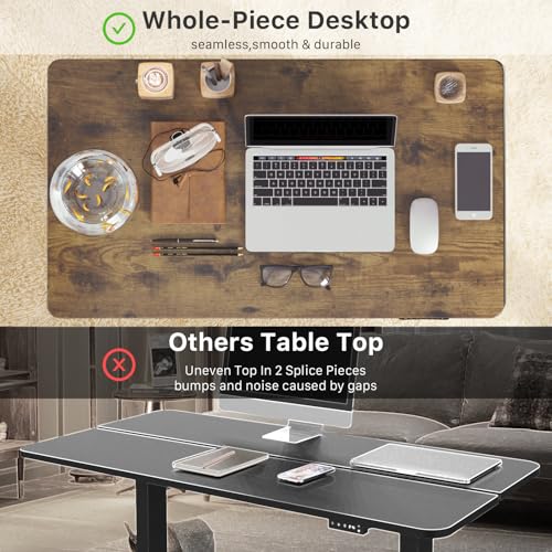 JOY worker Electric Small Stand Up Desk, 35" Whole Piece Height Adjustable - color: Rustic Brown, size: 35" * 20"