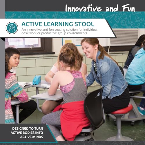 Learniture Adjustable Height Active Learning Stool for Office Desks and Classrooms, Foam-Padded Backless Wobble Stool with Rocking Motion, Black - color: Black