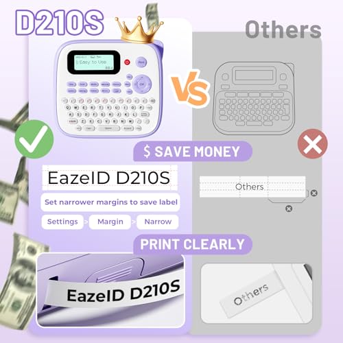 D210S Label Maker Machine with-Tape, Label Maker Waterproof-Labels - color: Purple