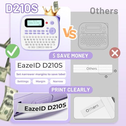 D210S Label Maker Machine with-Tape, Label Maker Waterproof-Labels - color: Purple
