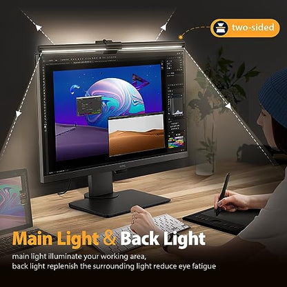 Monitor Light Bar Eye-Care Computer Monitor Lamp with Auto-Dimming | No Glare USB Reading LED Screen Bar, Touch Control 3 Color Temperature Dimmable Desk Light for Space Saving Home Office Game