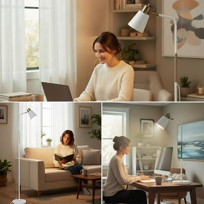 LALISU Floor Lamp Industrial Floor Lamps Reading Farmhouse Standing Lamp - color: White
