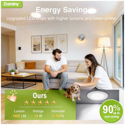 DAMINY 12 Pack 8 Inch LED Recessed Lighting, Canless Wafer Downlight - color: White, size: 8 Inch
