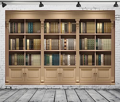 BELECO 7x5ft Fabric Bookshelf Backdrop Library Study Room Office Bookcase Books Background for Video Conference Zoom Meeting Home Office Decoration Photo Booth Studio Props - size: 7x5FT