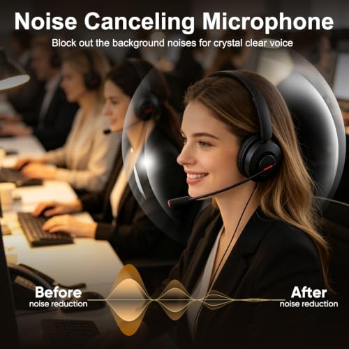 MAIRDI USB Headset with Microphone, 7.1 Surround Sound, USB-A/Type C/3.5mm 3-in-1 Wired Headset with Mic Noise Cancelling & Mute, Computer Headphone for Laptop Home Work Office CallCenter Teams Zoom - color: M816C