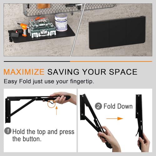 TEAMIX Wall Mounted Folding Desk for Small Spaces - Black, 29.9 x 15.7inch - color: Black, size: 29.9"W x 15.7"D