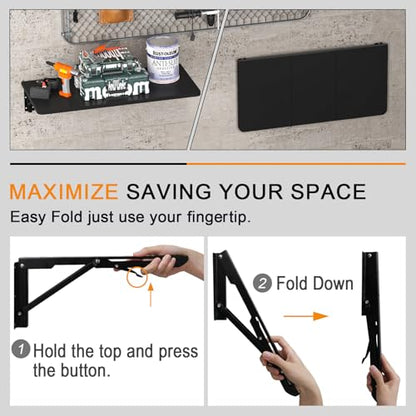 TEAMIX Wall Mounted Folding Desk for Small Spaces - Black, 29.9 x 15.7inch - color: Black, size: 29.9"W x 15.7"D