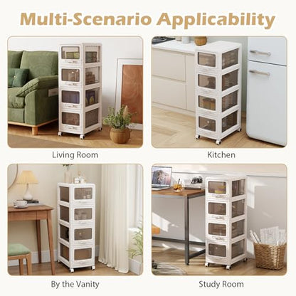Giantex 4-Tier Rolling Storage Cart, Utility Cart with 4 Drawers & Lockable Wheels for School Art Craft Supplies, Plastic Organizer and Storage for Kitchen, Bedroom and Home Office - size: 4-Tier