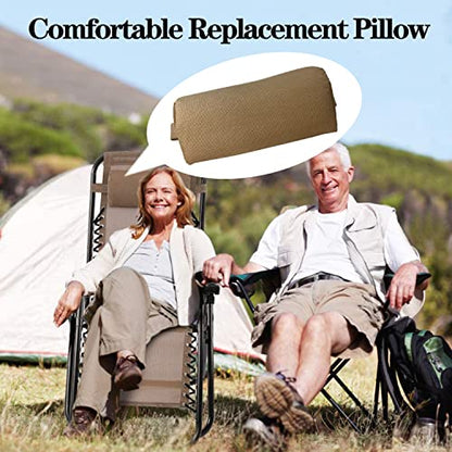 Zero Gravity Chair Set of 2 Replacement Pillow Headrest with Elastic Band, Universal Soft Removable Padded Cushion Head Pillow for Zero Gravity Lounge Chair, Folding Patio Lawn Recliner Chair, Tan - color: Tan, size: 2 Pack