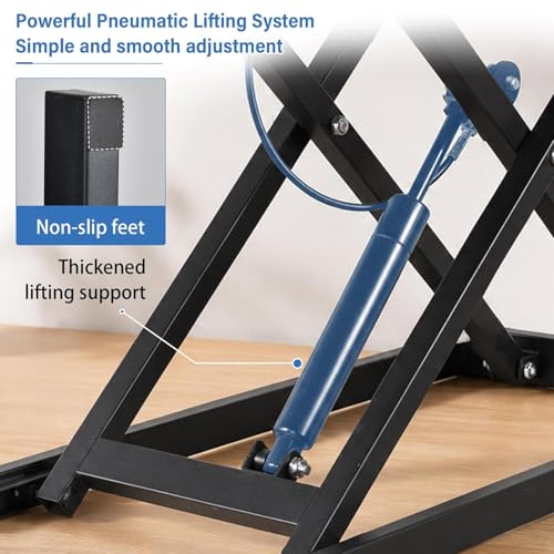 37" Height Adjustable Standing Desk Converter, 4.9" to18.5 Height Adjustable Sit Stand Up Desk Riser with Secondary Desks, Desktop Workstation Riser for Home Office Computer Laptop, Black - color: Black