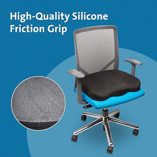 Kensington Seat Cushion for Office, Desk Chair Cushion, Car Seat Cushion, Pain Relief Memory Foam Seat Rest, Computer Chair Pad, Ergonomic Office Chair Cushion, Chair Pillow, Black K55805WW 410x470x72 | Memory foam support, pain relief design, non-skid ba